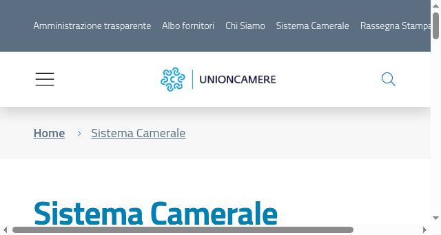 Screenshot of unioncamere.gov.it