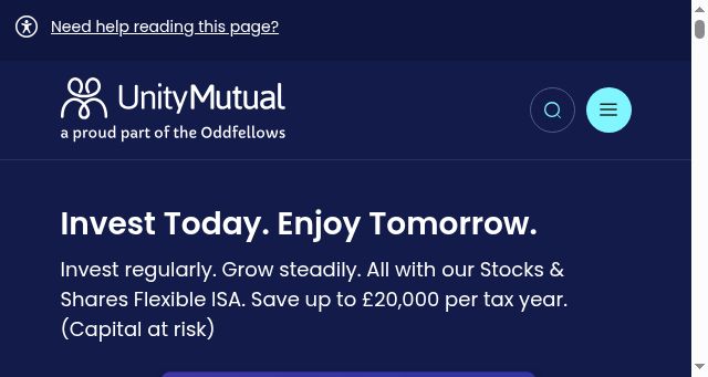 Screenshot of unitymutual.co.uk