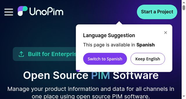 Screenshot of unopim.com