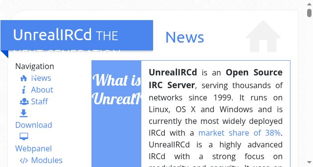 Screenshot of unrealircd.org
