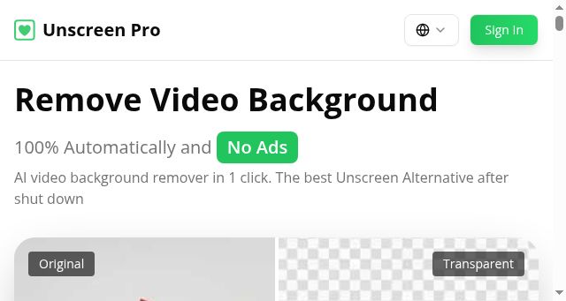 Screenshot of unscreen.pro