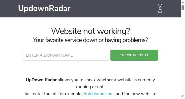 Screenshot of updownradar.com