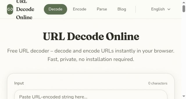Screenshot of urldecodeonline.com