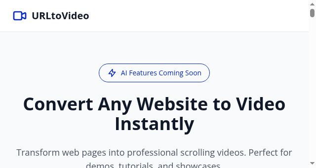 Screenshot of urltovideo.com
