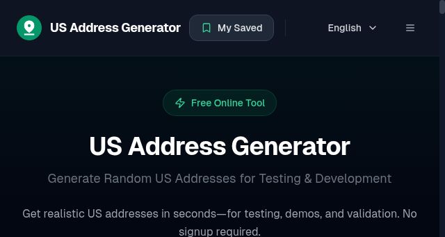 Screenshot of usaddressgenerator.net