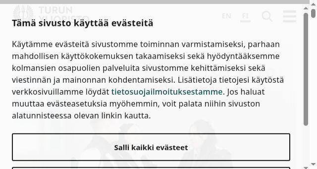 Screenshot of utu.fi