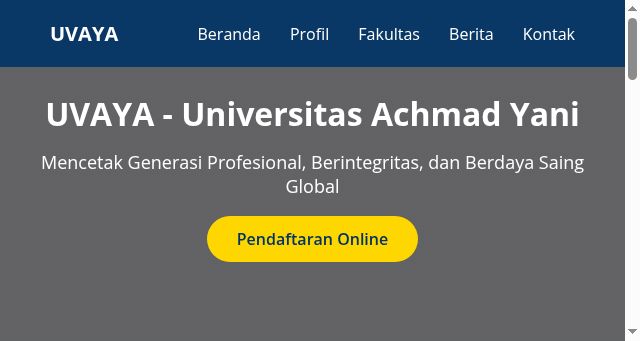 Screenshot of uvayabjm.ac.id