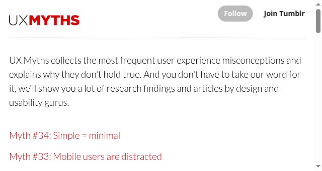 Screenshot of uxmyths.com
