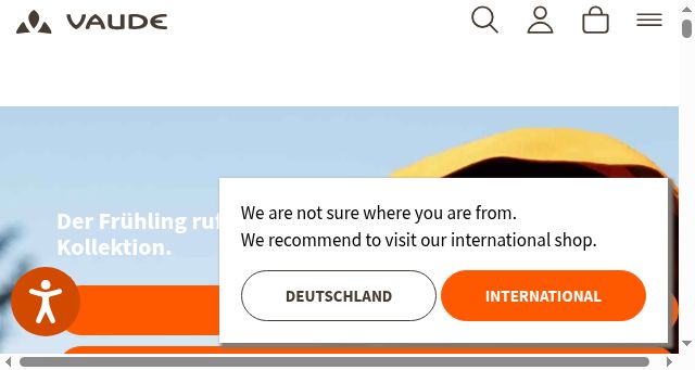 Screenshot of vaude.com