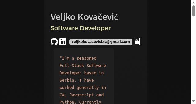 Screenshot of veljkokovacevic.com