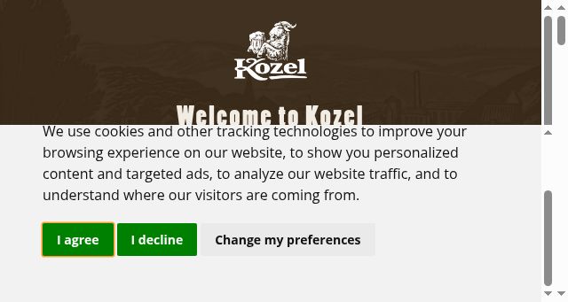 Screenshot of velkopopovickykozel.com