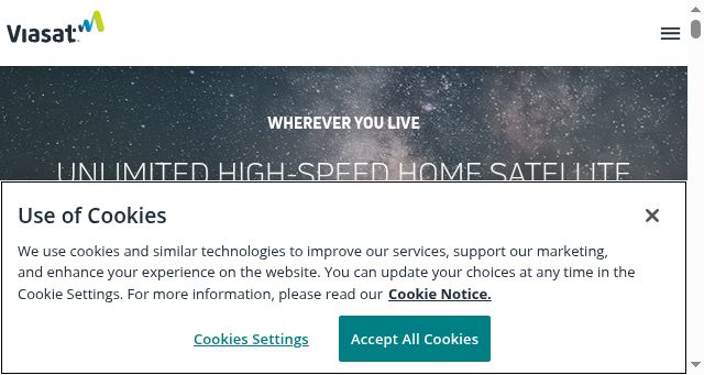 Screenshot of viasat.com
