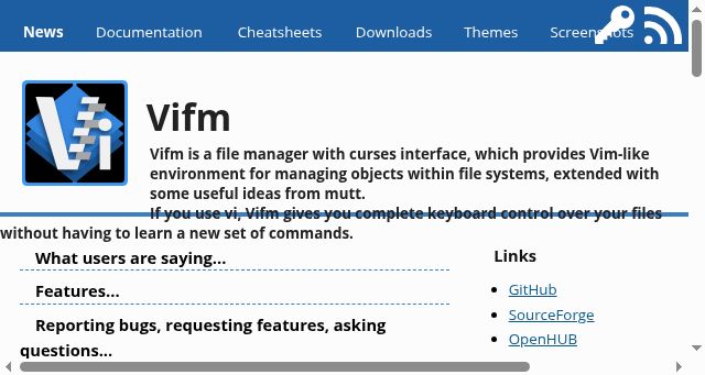Screenshot of vifm.info