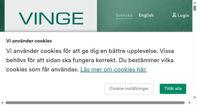Screenshot of vinge.se