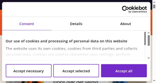 Screenshot of vipps.no