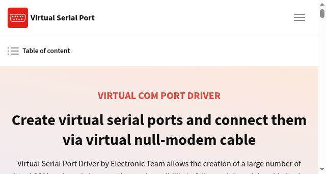 Screenshot of virtual-serial-port.org