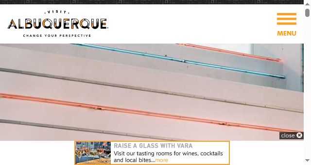 Screenshot of visitalbuquerque.org