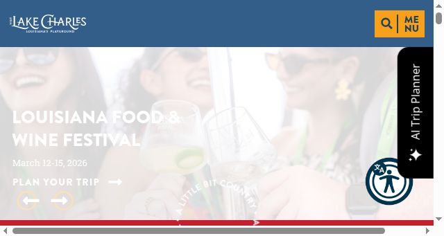 Screenshot of visitlakecharles.org