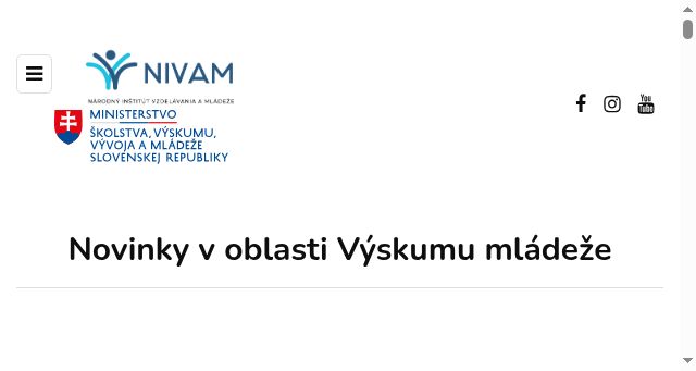 Screenshot of vyskummladeze.sk