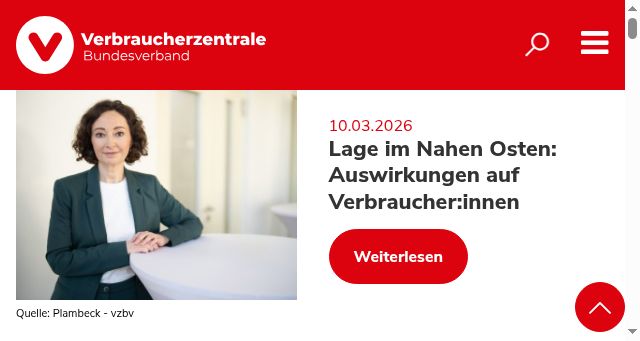 Screenshot of vzbv.de