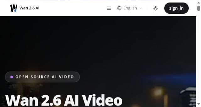Screenshot of wan26ai.app