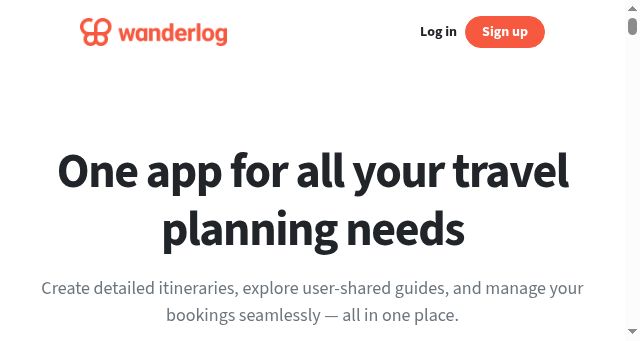 Screenshot of wanderlog.com