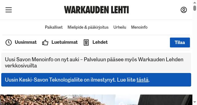 Screenshot of warkaudenlehti.fi