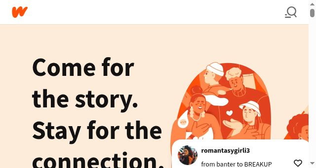 Screenshot of wattpad.com