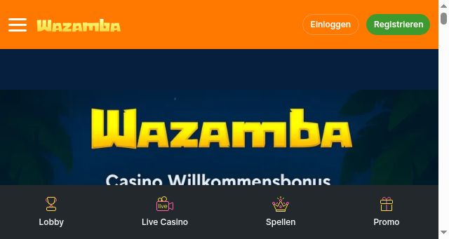 Screenshot of wazambacasino.ch