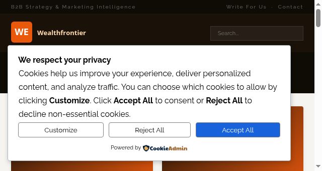 Screenshot of wealthfrontier.co.uk