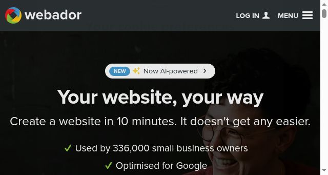 Screenshot of webador.co.uk