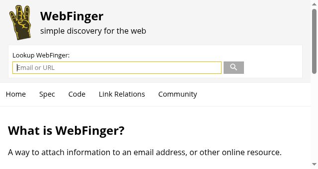 Screenshot of webfinger.net