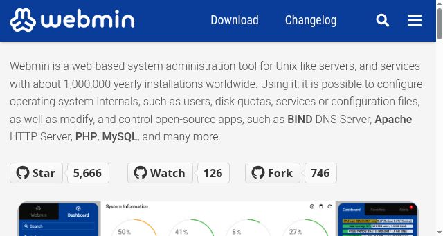 Screenshot of webmin.com