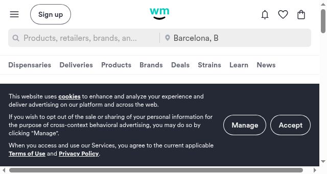 Screenshot of weedmaps.com