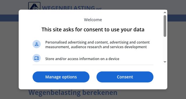 Screenshot of wegenbelasting.net