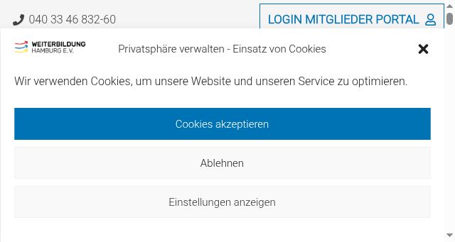 Screenshot of weiterbildung-hamburg.net