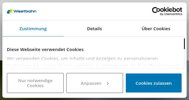 Screenshot of westbahn.at