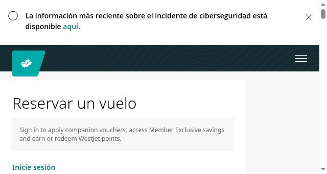 Screenshot of westjet.com