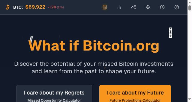 Screenshot of whatifbitcoin.org