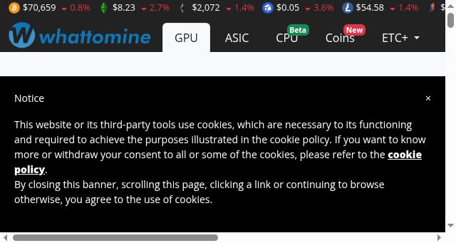 Screenshot of whattomine.com