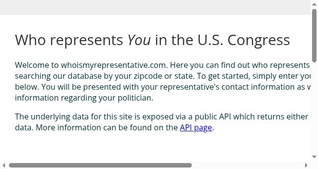 Screenshot of whoismyrepresentative.com