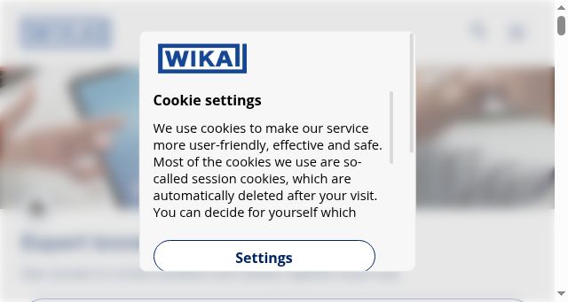 Screenshot of wika.com