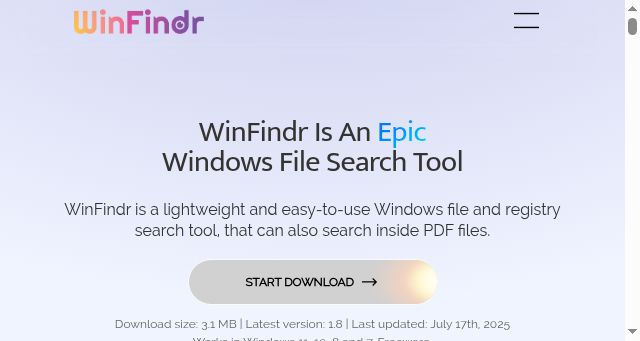 Screenshot of winfindr.com