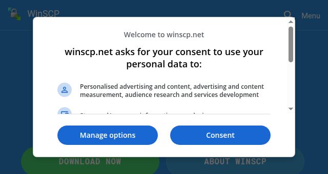 Screenshot of winscp.net