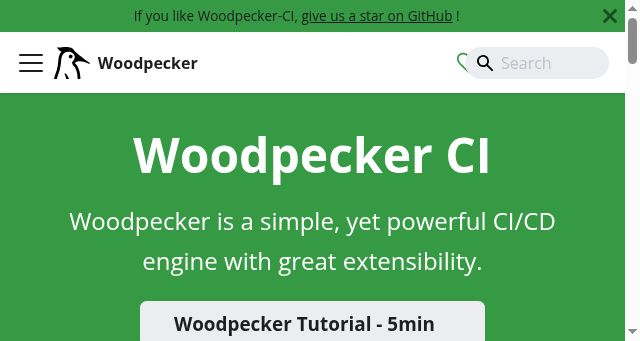 Screenshot of woodpecker-ci.org
