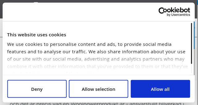 Screenshot of woolpower.se