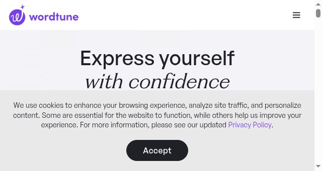 Screenshot of wordtune.com