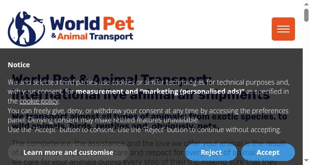 Screenshot of worldcargopets.com