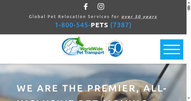 Screenshot of worldwidepettransport.com