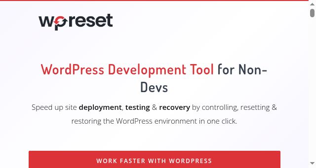 Screenshot of wpreset.com